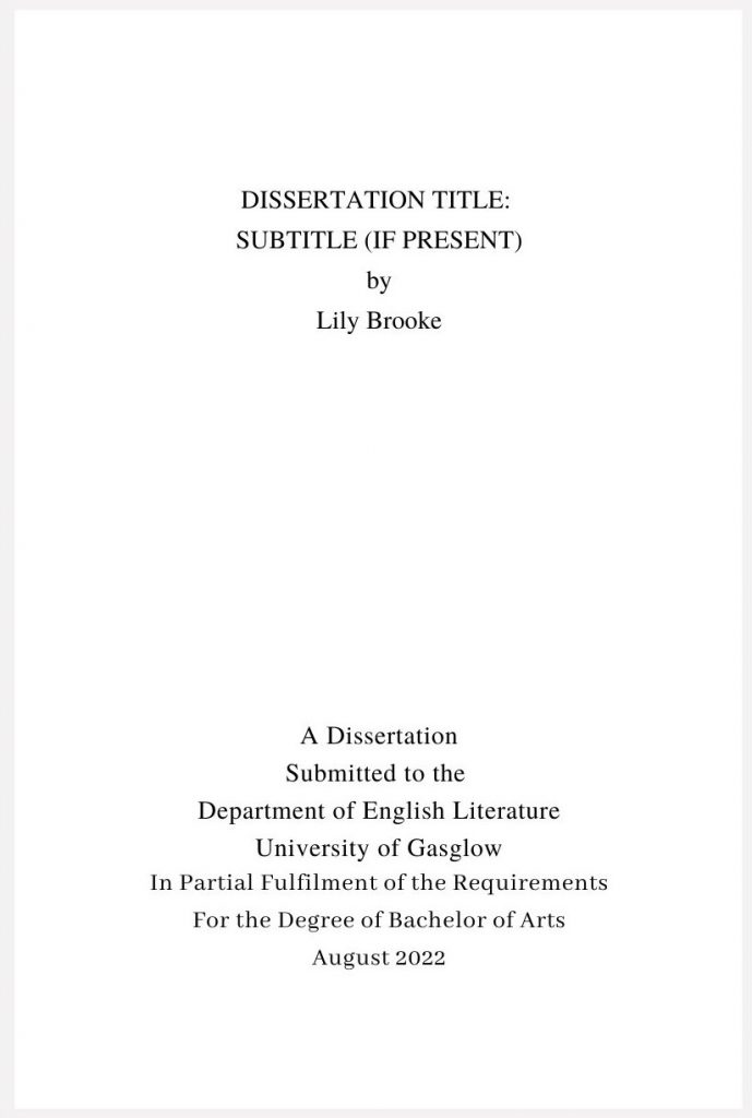 first page of dissertation